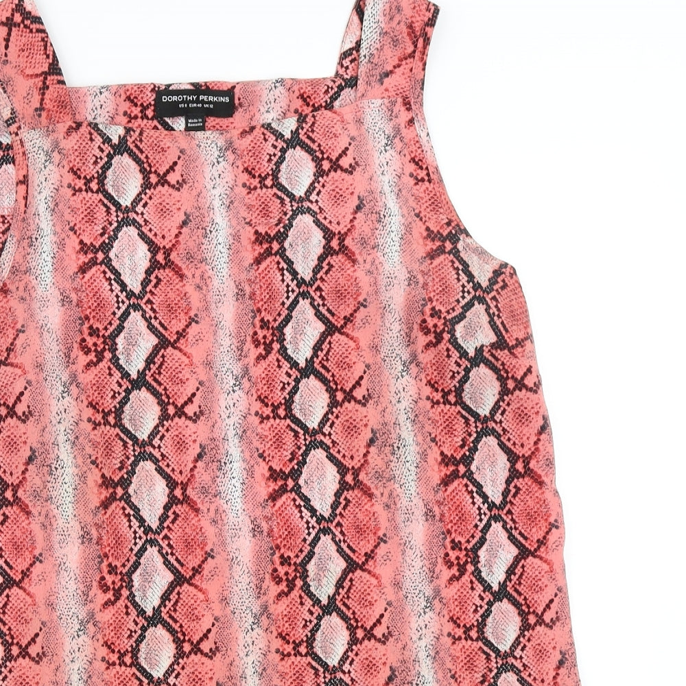Dorothy Perkins Womens Pink Geometric Polyester Tunic Tank Size 12 Square Neck