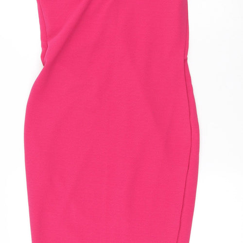 Boohoo Womens Pink  Polyester Pencil Dress  Size 8  V-Neck