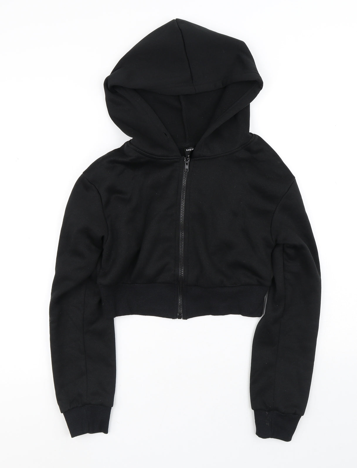 SheIn Womens Black  Polyester Full Zip Hoodie Size S   - Cropped