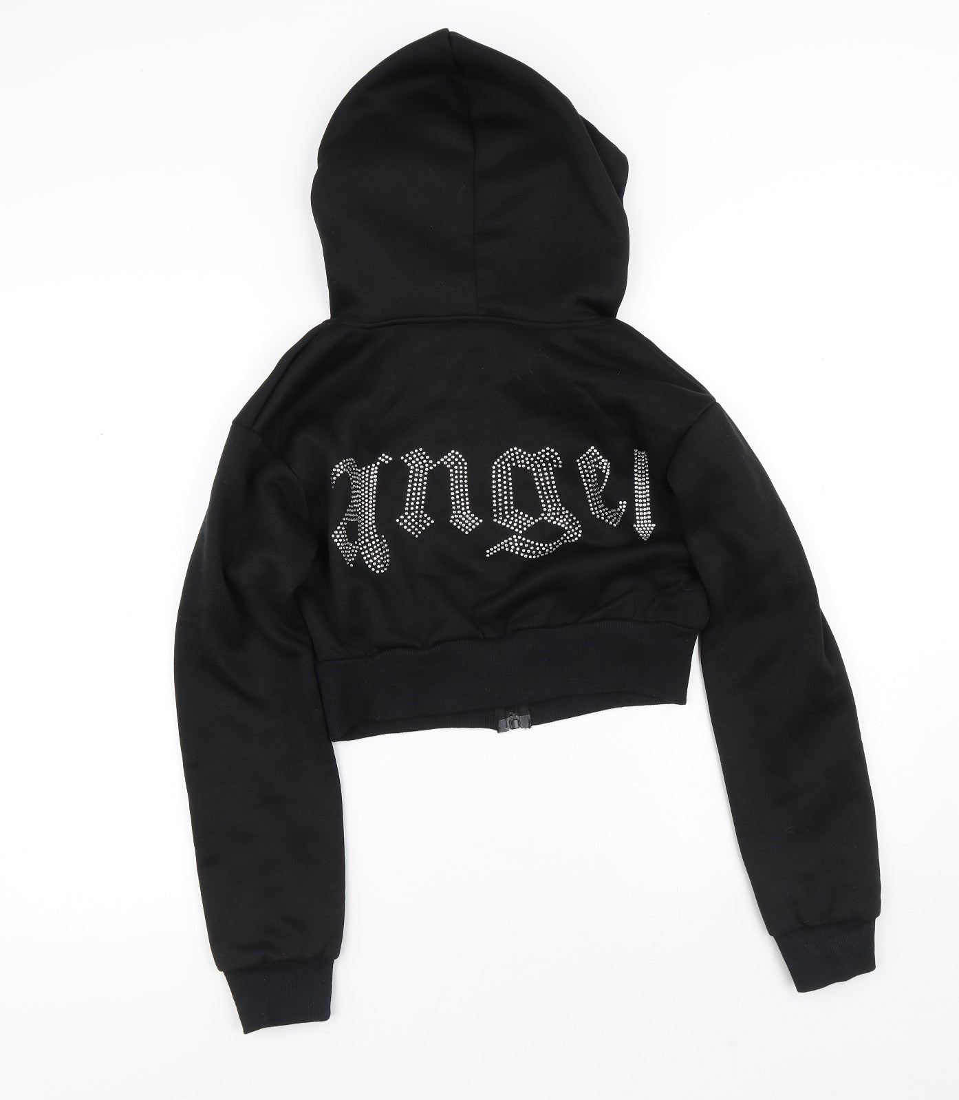 SheIn Womens Black  Polyester Full Zip Hoodie Size S   - Cropped