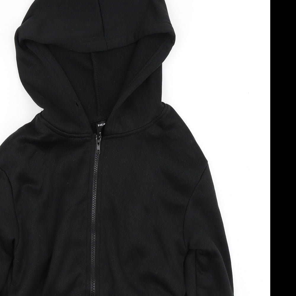 SheIn Womens Black  Polyester Full Zip Hoodie Size S   - Cropped