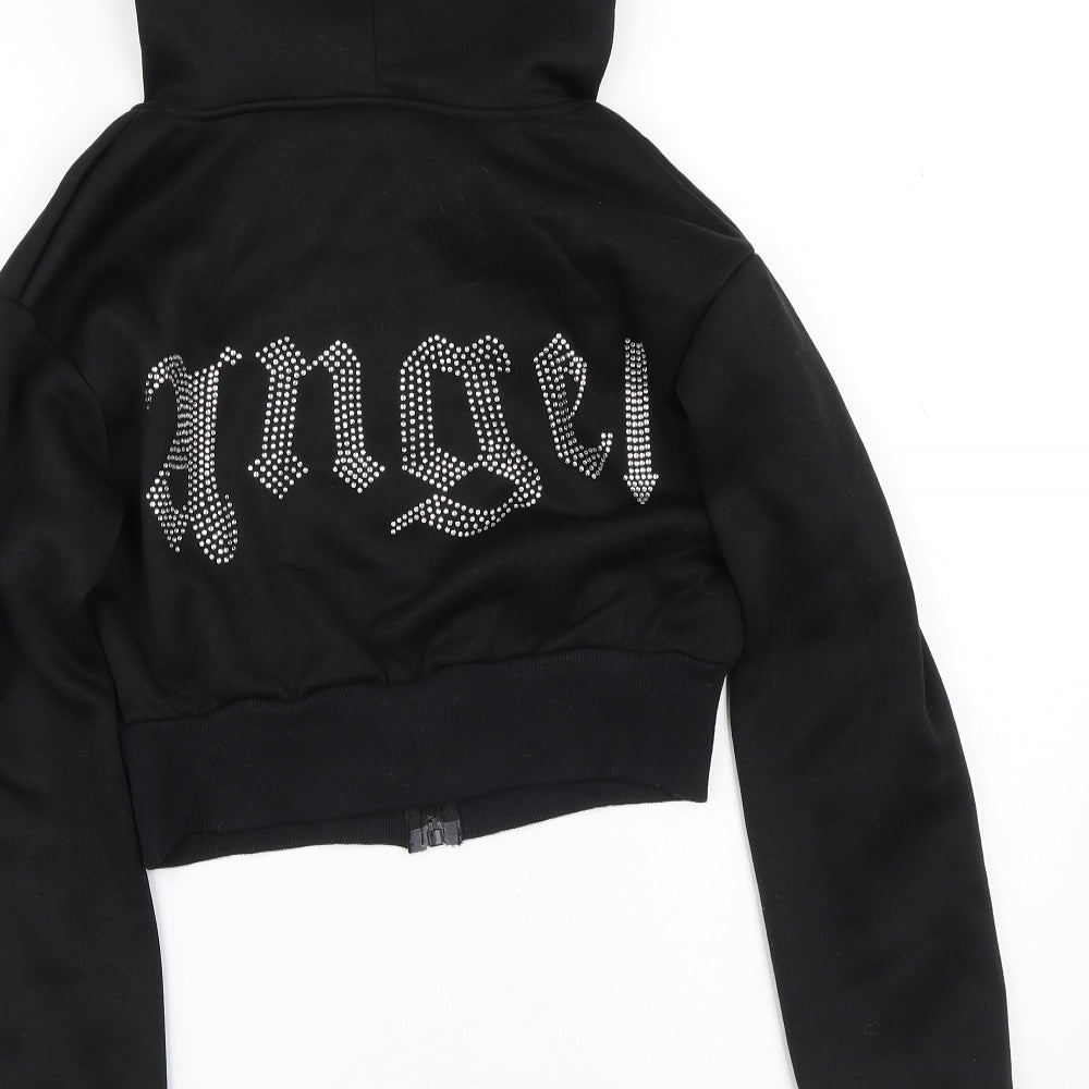 SheIn Womens Black  Polyester Full Zip Hoodie Size S   - Cropped