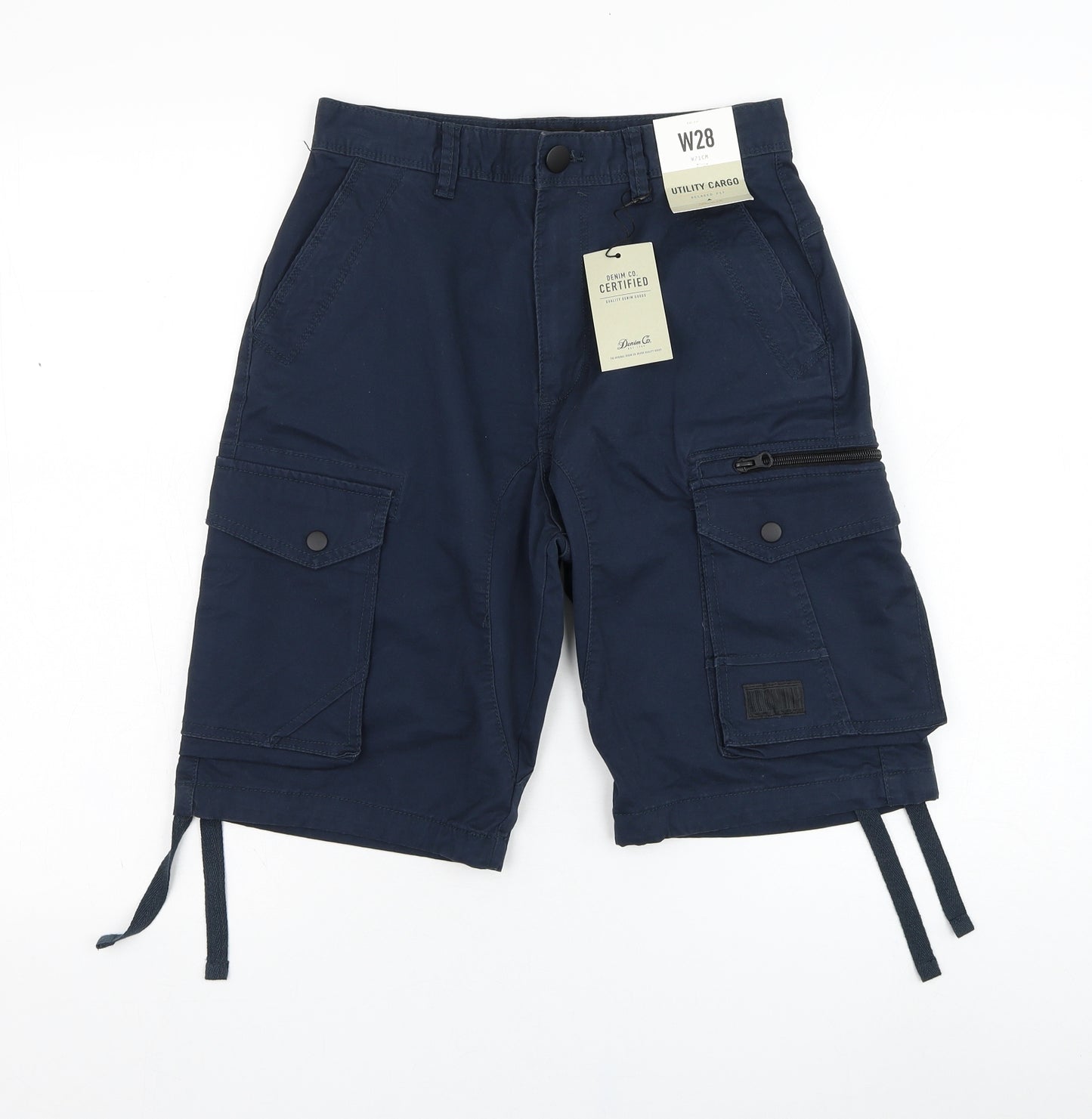 Primark Mens Blue  Cotton Cargo Shorts Size 28 in L10 in Regular Zip