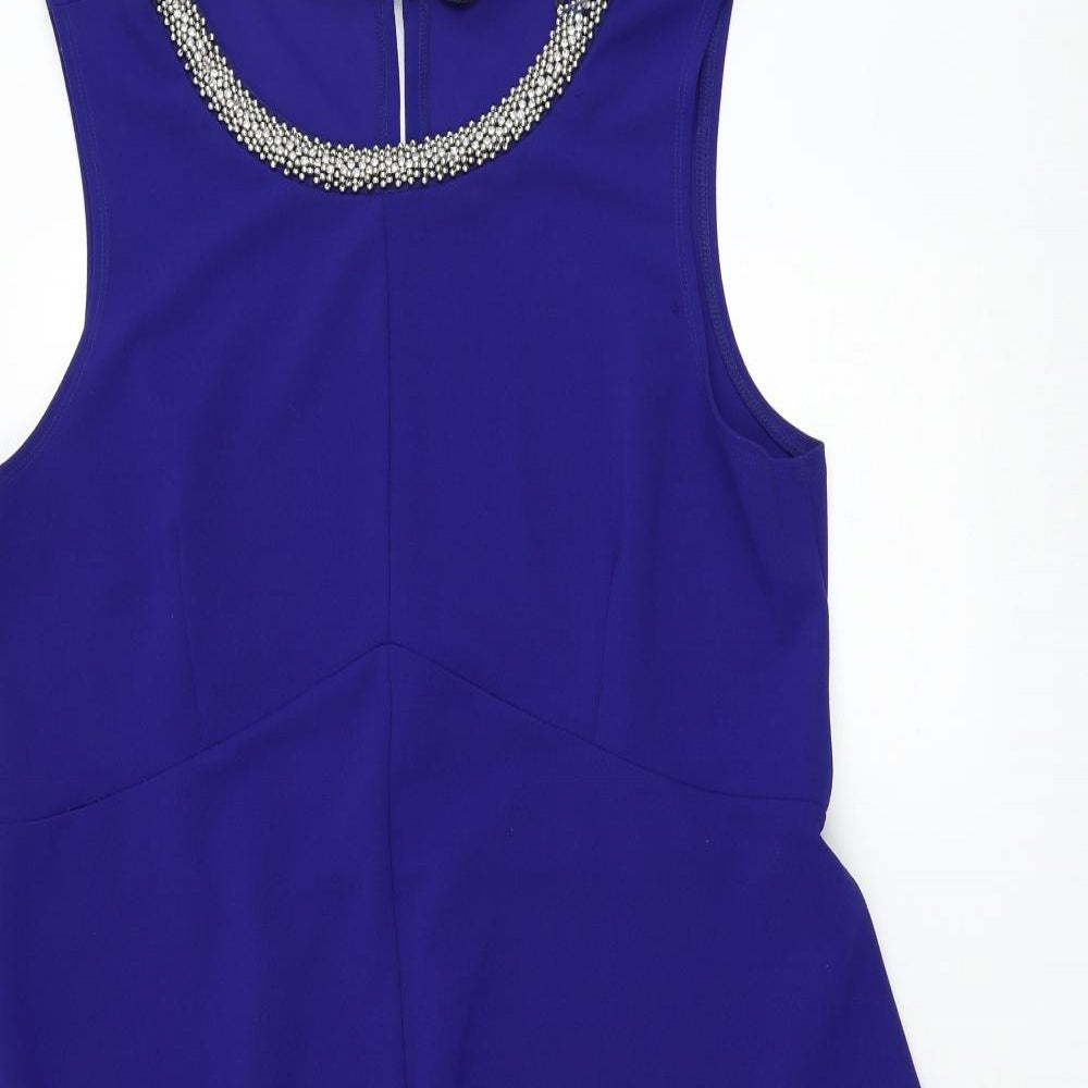 Dorothy Perkins Womens Blue  Polyester Skater Dress  Size 20  Round Neck Pullover