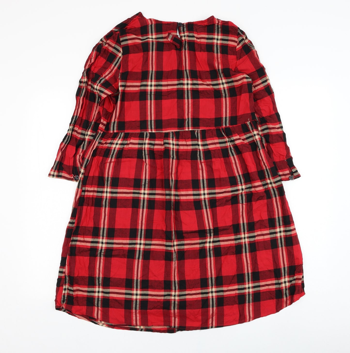 Primark Womens Red Check Viscose Trapeze & Swing  Size 10  Round Neck Pullover