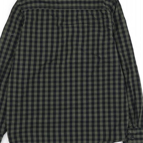Primark Girls Green Check Cotton Basic Button-Up Size 11-12 Years Collared Button