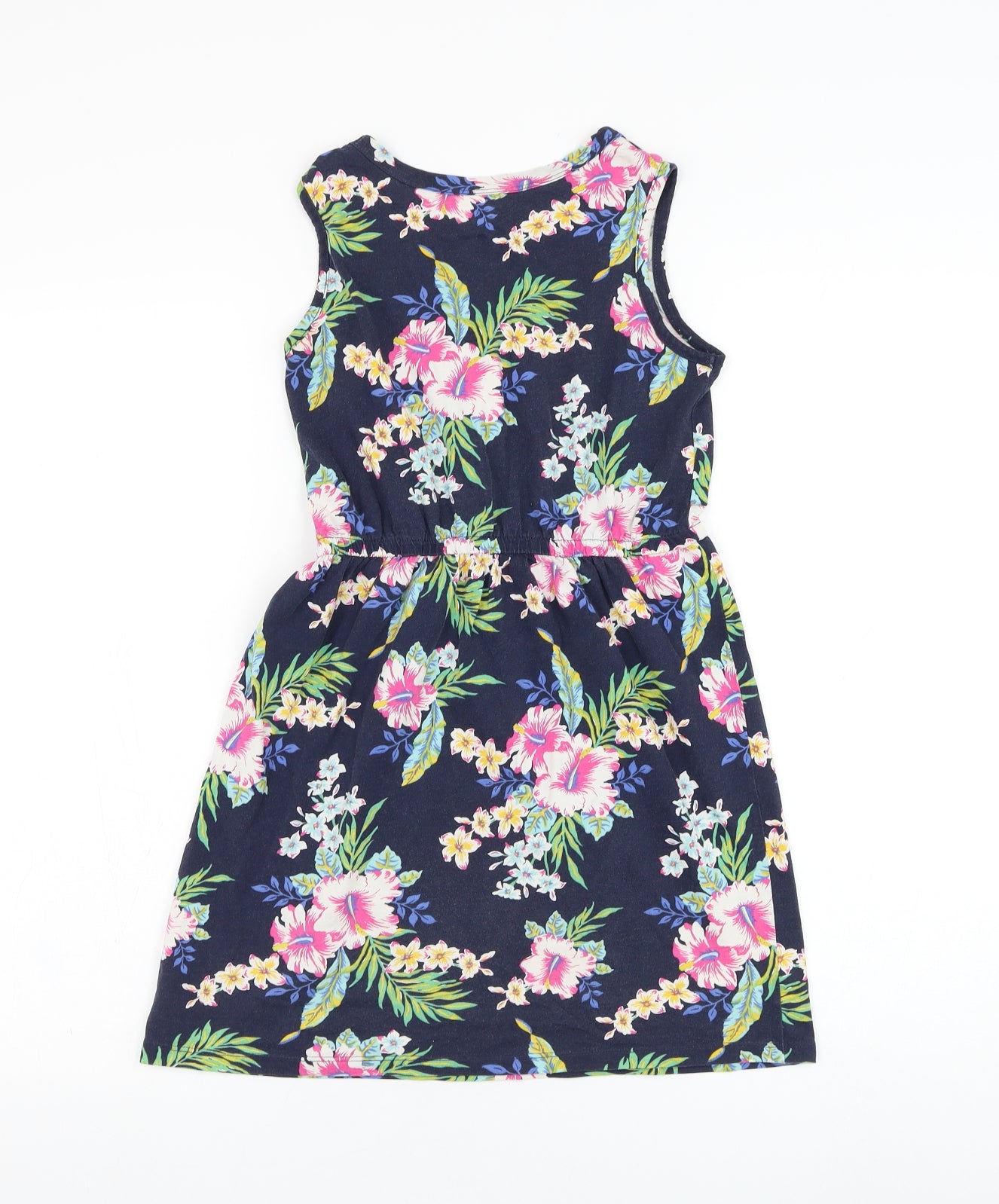 Gap Girls Blue Floral Cotton A-Line  Size L  Round Neck Pullover
