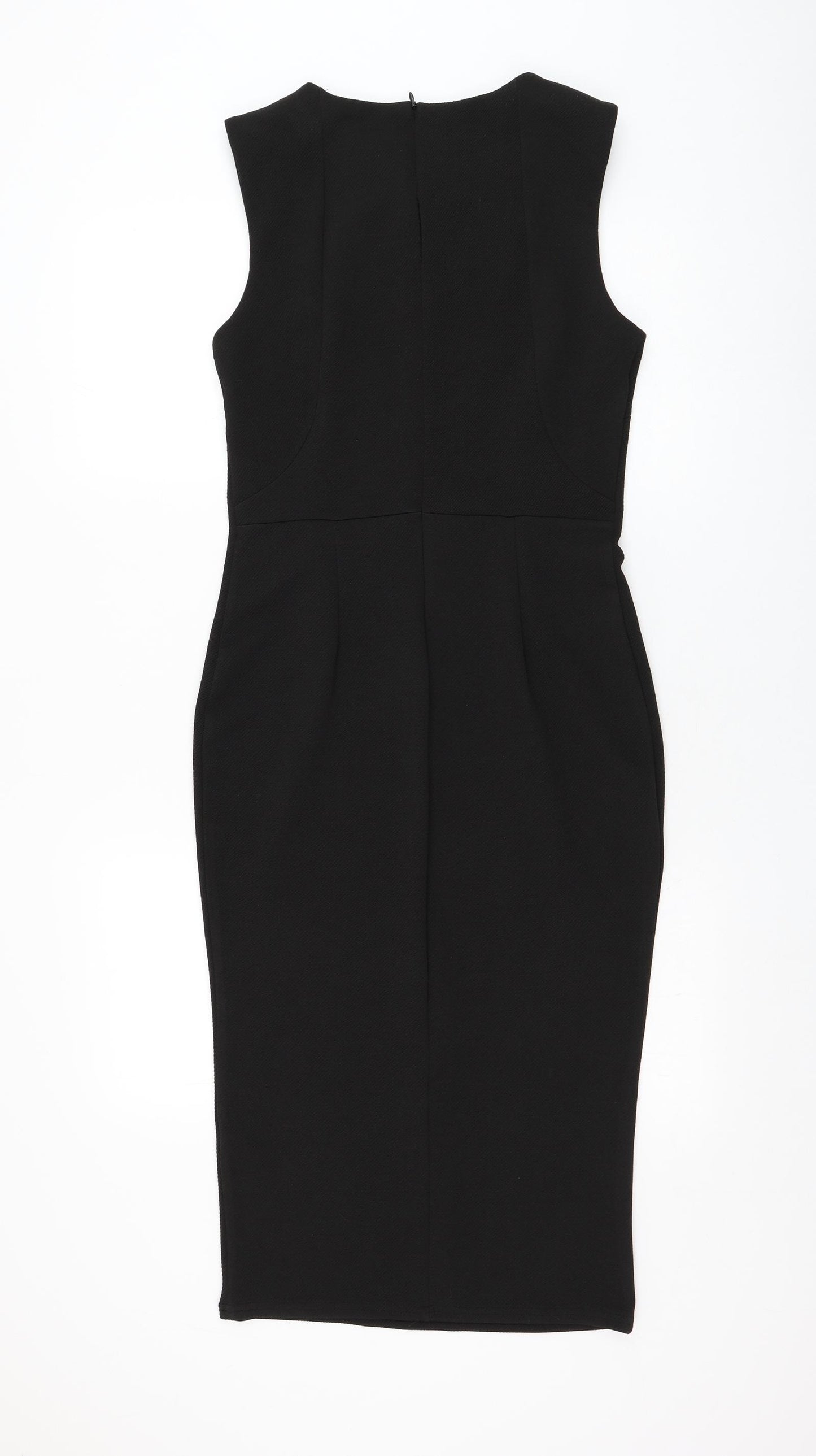 New Look Womens Black  Polyester Pencil Dress  Size 10  Round Neck Zip