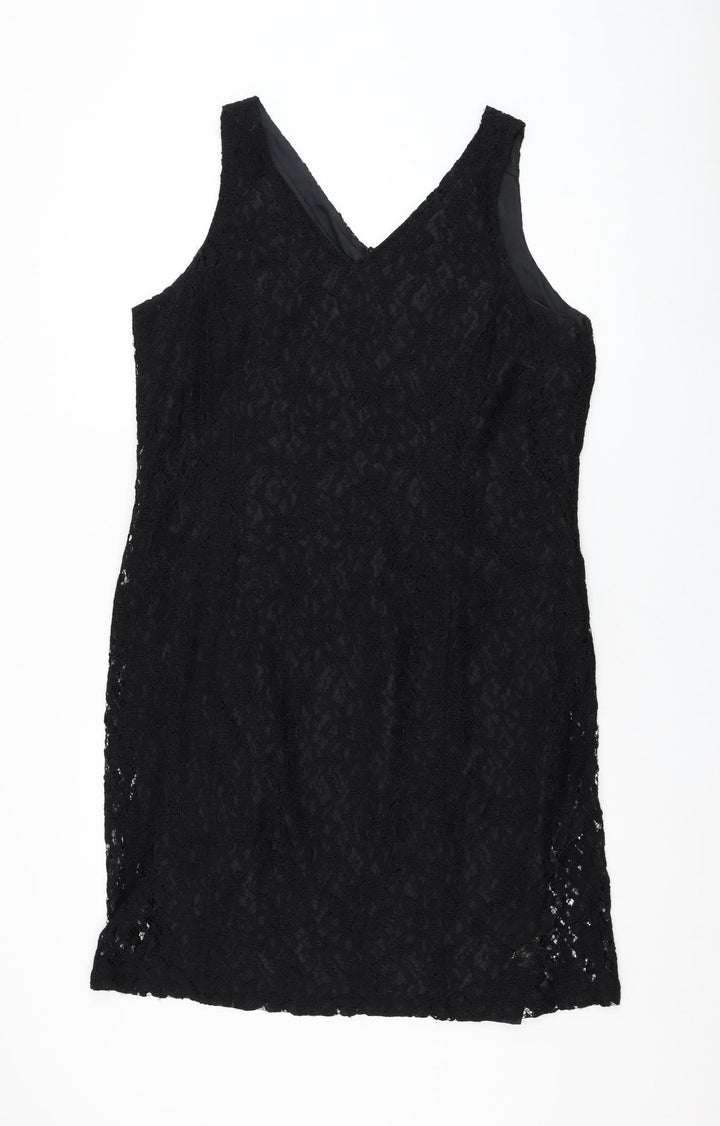 Modern Classics Womens Black Viscose Shift Size 18 V-Neck Zip