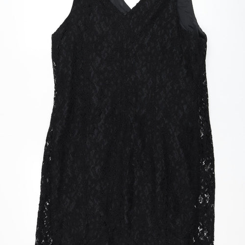 Modern Classics Womens Black  Viscose Shift  Size 18  V-Neck Zip