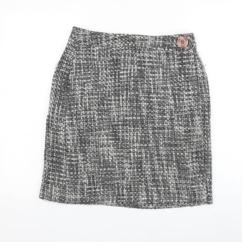 AMARANTO Womens Grey  Acrylic A-Line Skirt Size 12   Zip