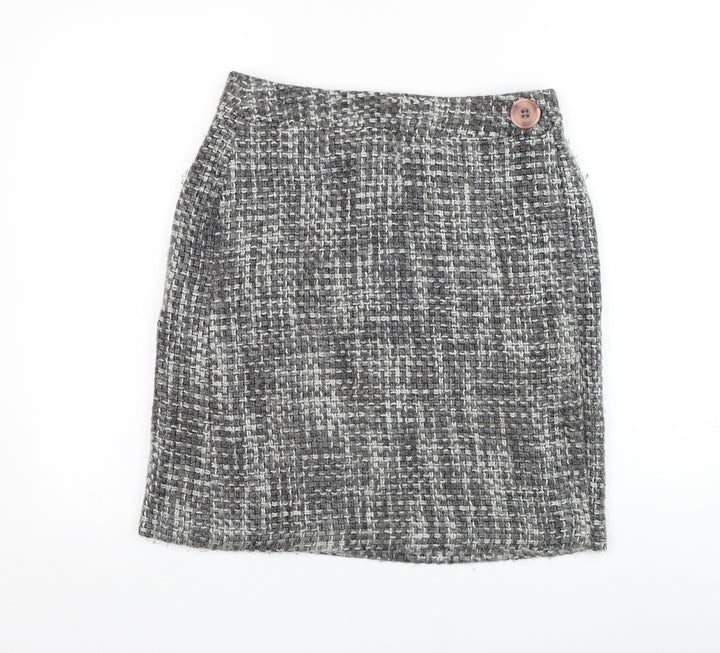 AMARANTO Womens Grey Acrylic A-Line Skirt Size 12 Zip
