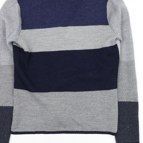 Kenar Womens Blue Collared  Acrylic Cardigan Jumper Size XS
