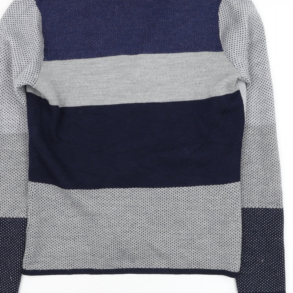 Kenar Womens Blue Collared  Acrylic Cardigan Jumper Size XS