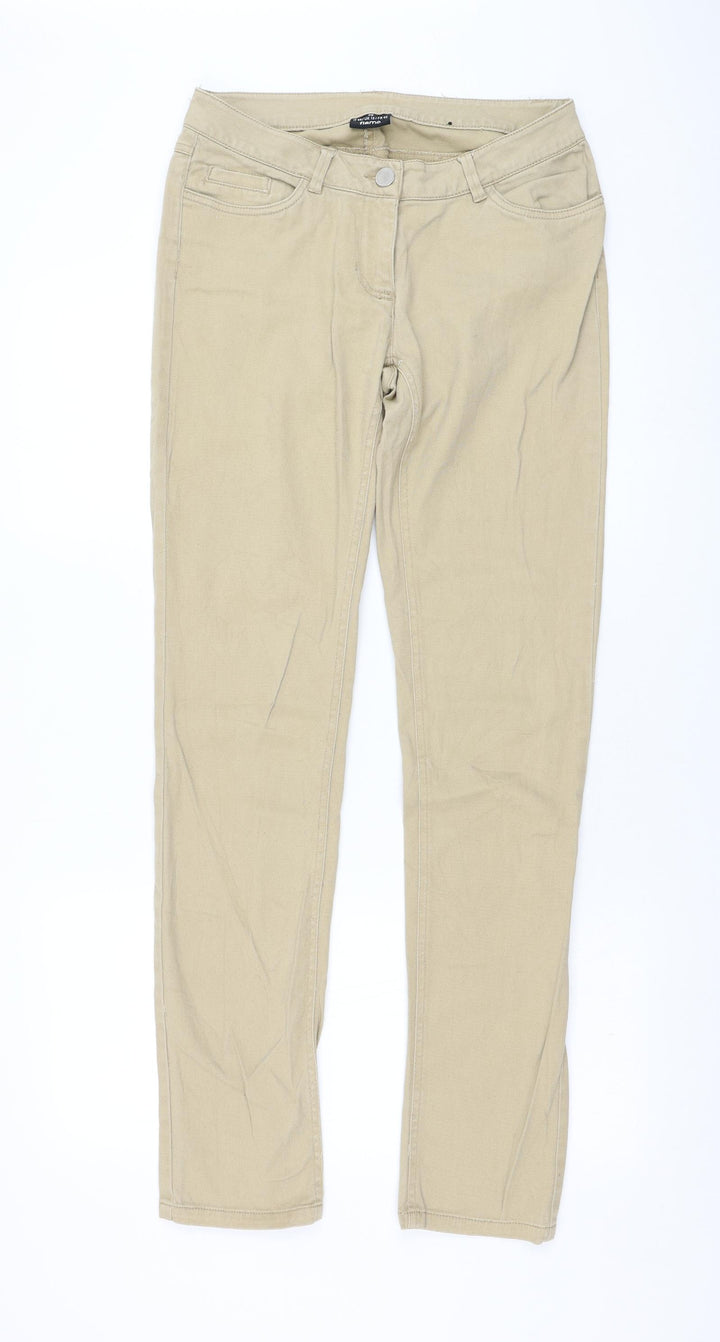 Flame Womens Brown Cotton Skinny Jeans Size 12 L32 in Regular Zip