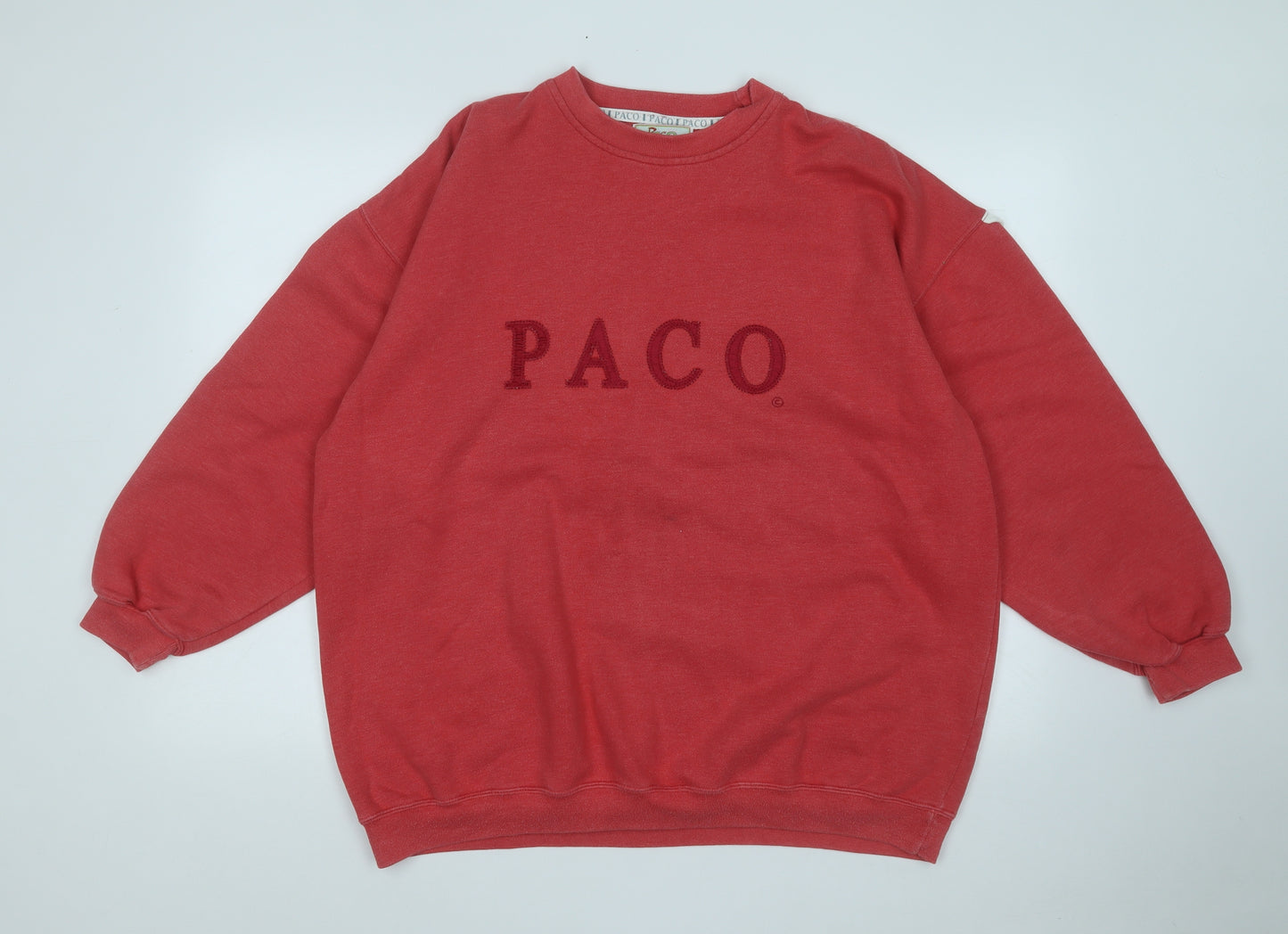 PACO Mens Red  Cotton Pullover Sweatshirt Size XL