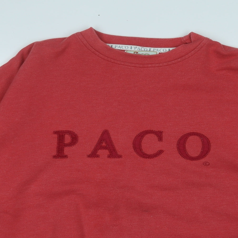 PACO Mens Red  Cotton Pullover Sweatshirt Size XL