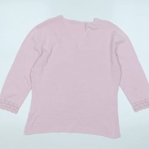 Debbie Morgan Womens Pink V-Neck  Viscose Pullover Jumper Size M