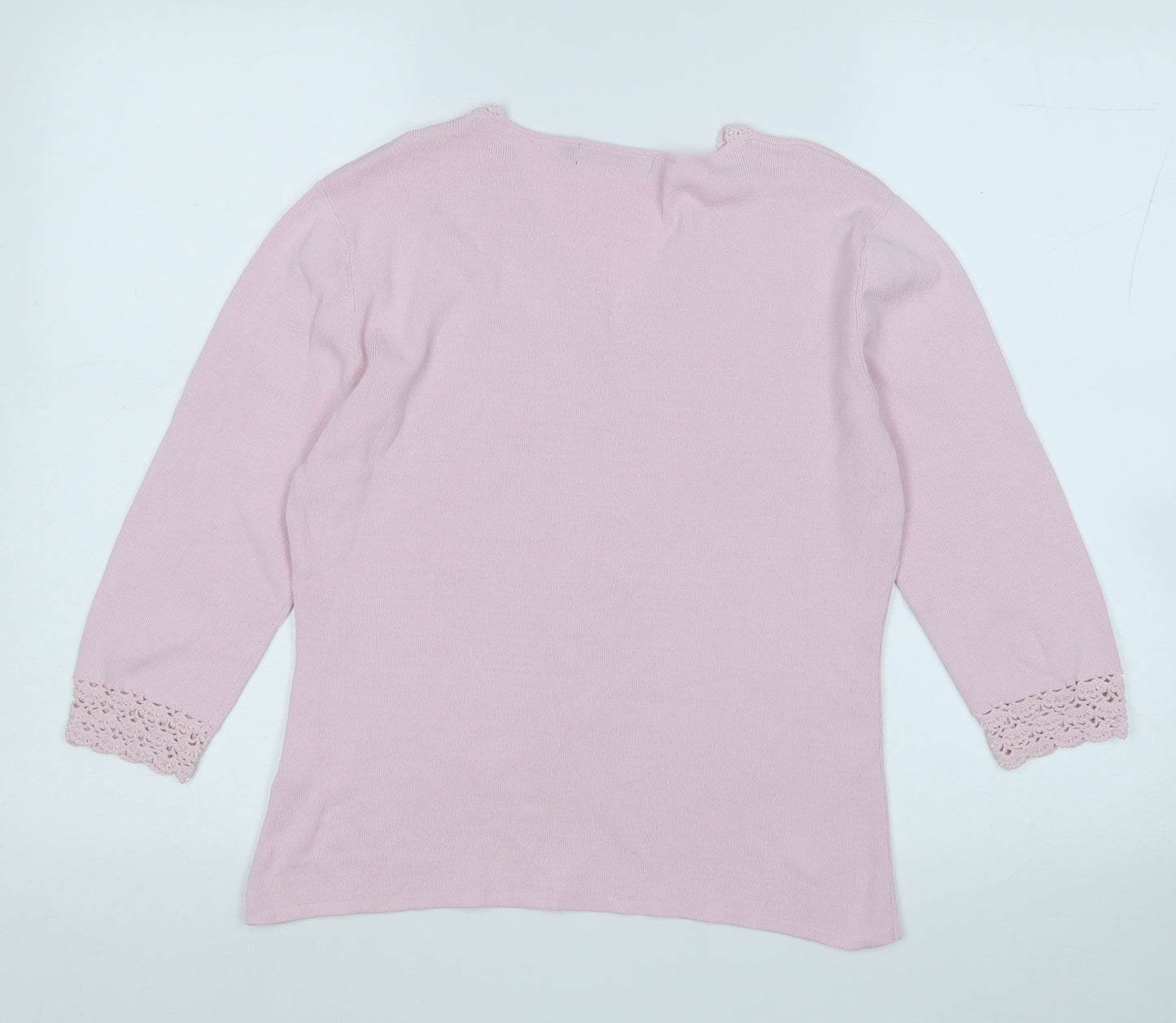Debbie Morgan Womens Pink V-Neck  Viscose Pullover Jumper Size M