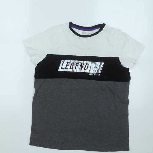 Primark Boys White  Cotton Basic T-Shirt Size 13-14 Years Round Neck  - Legend