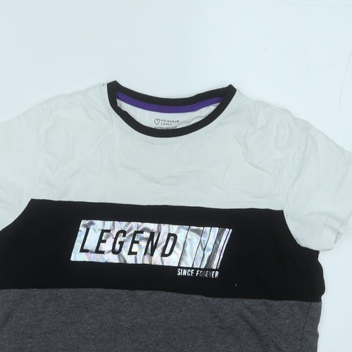 Primark Boys White  Cotton Basic T-Shirt Size 13-14 Years Round Neck  - Legend