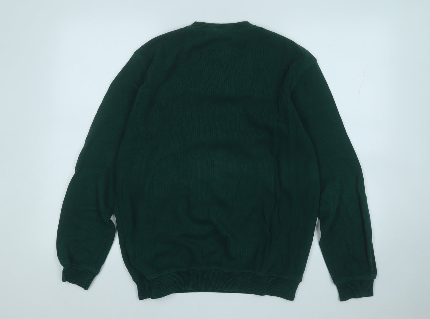 Vesbul Mens Green V-Neck  Cotton Pullover Jumper Size 2XL