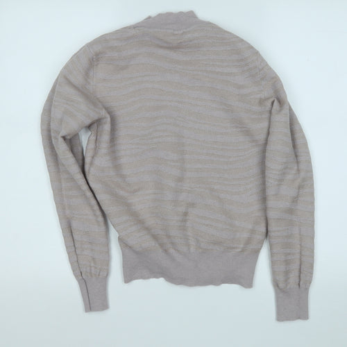 Oasis Womens Purple Round Neck Striped Polyester Pullover Jumper Size M