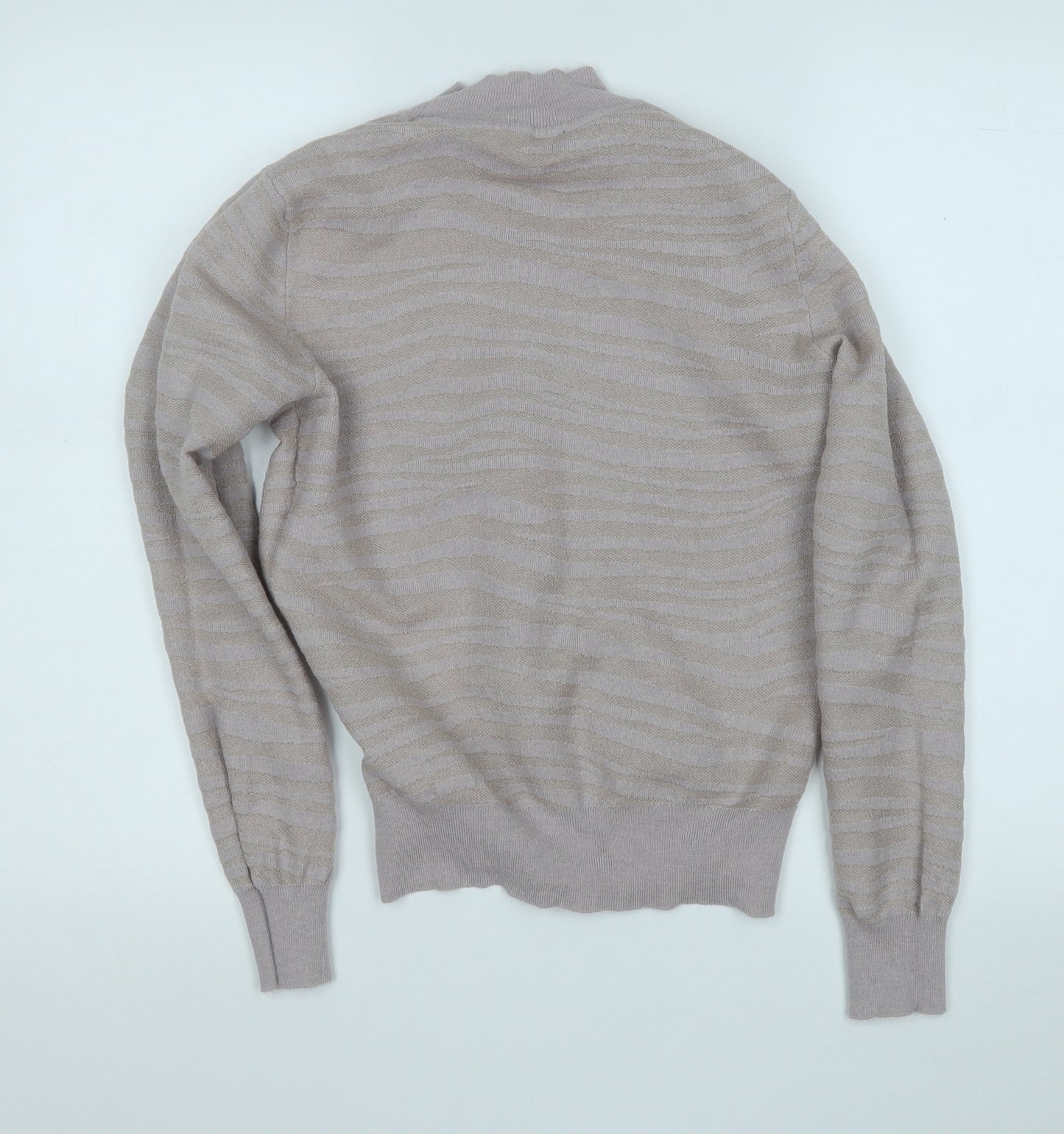 Oasis Womens Purple Round Neck Striped Polyester Pullover Jumper Size M