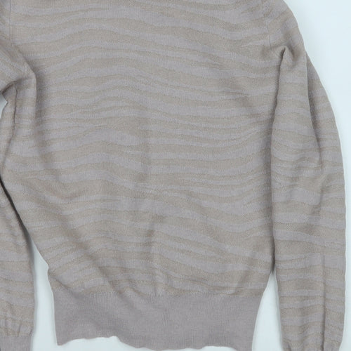 Oasis Womens Purple Round Neck Striped Polyester Pullover Jumper Size M