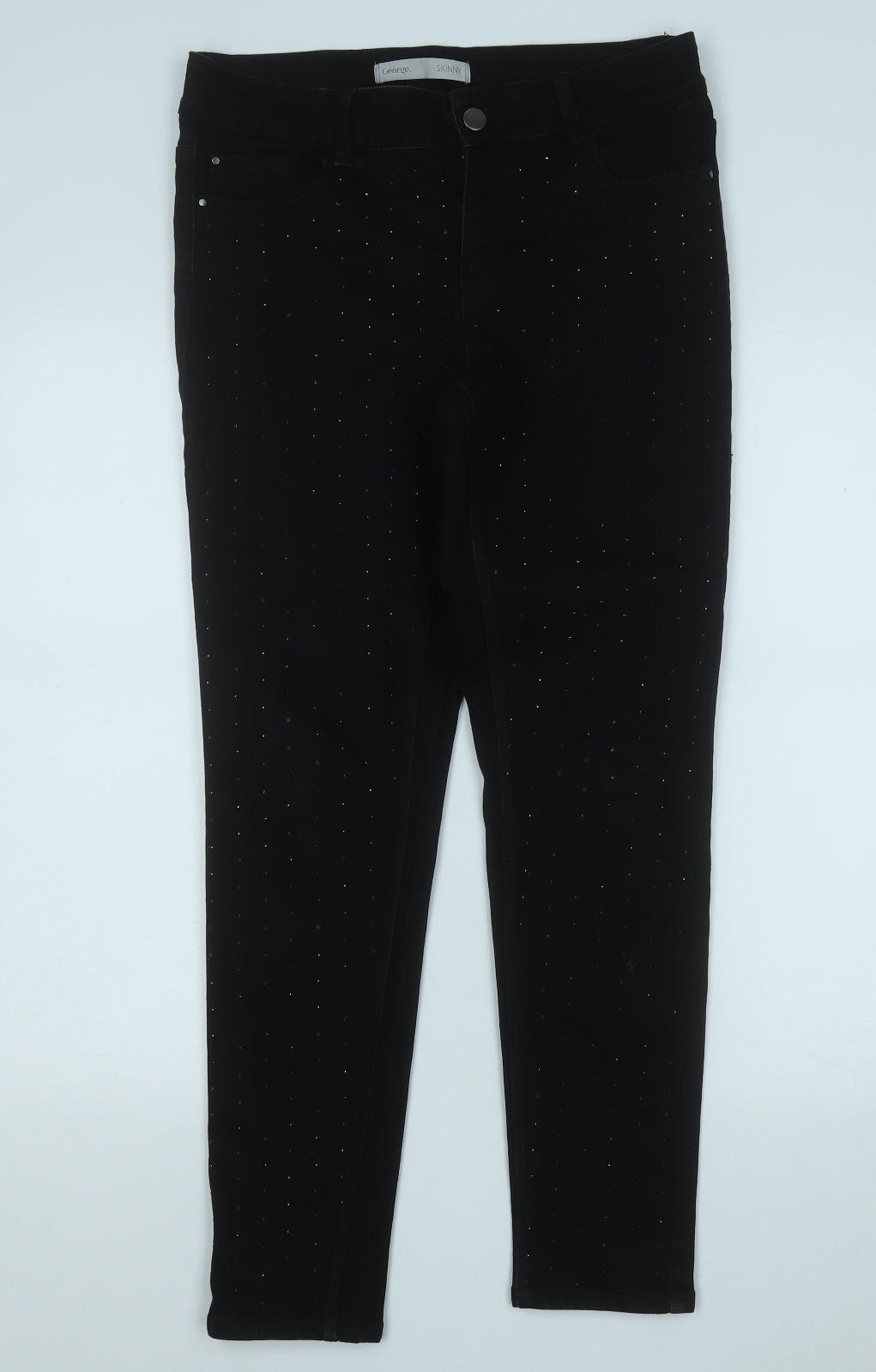 George Womens Black Geometric Cotton Mom Jeans Size 10 L28 in Regular