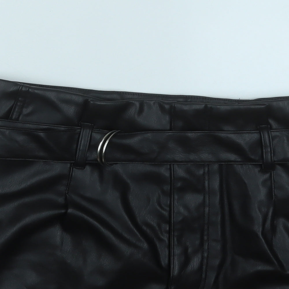 Divided Womens Black  Polyester Sweat Shorts Size 10  Regular  - Leather