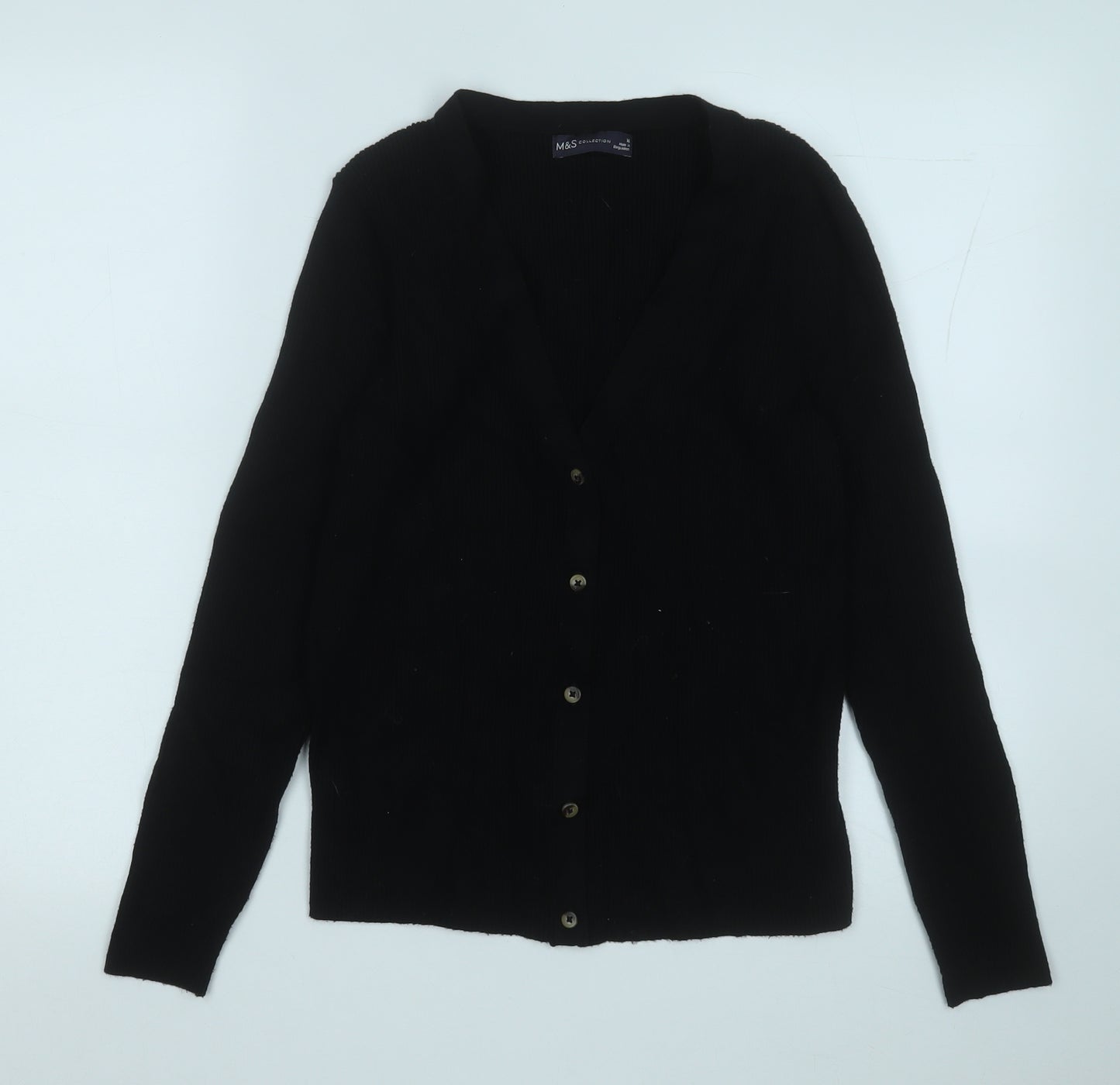 Marks and Spencer Womens Black V-Neck  Viscose Cardigan Jumper Size 16