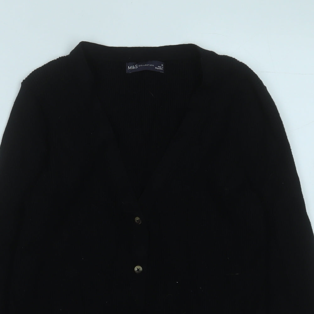 Marks and Spencer Womens Black V-Neck  Viscose Cardigan Jumper Size 16