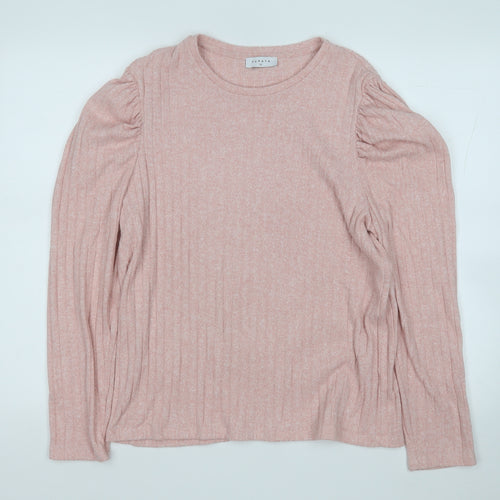 Papaya Womens Pink Round Neck  Polyester Pullover Jumper Size 16