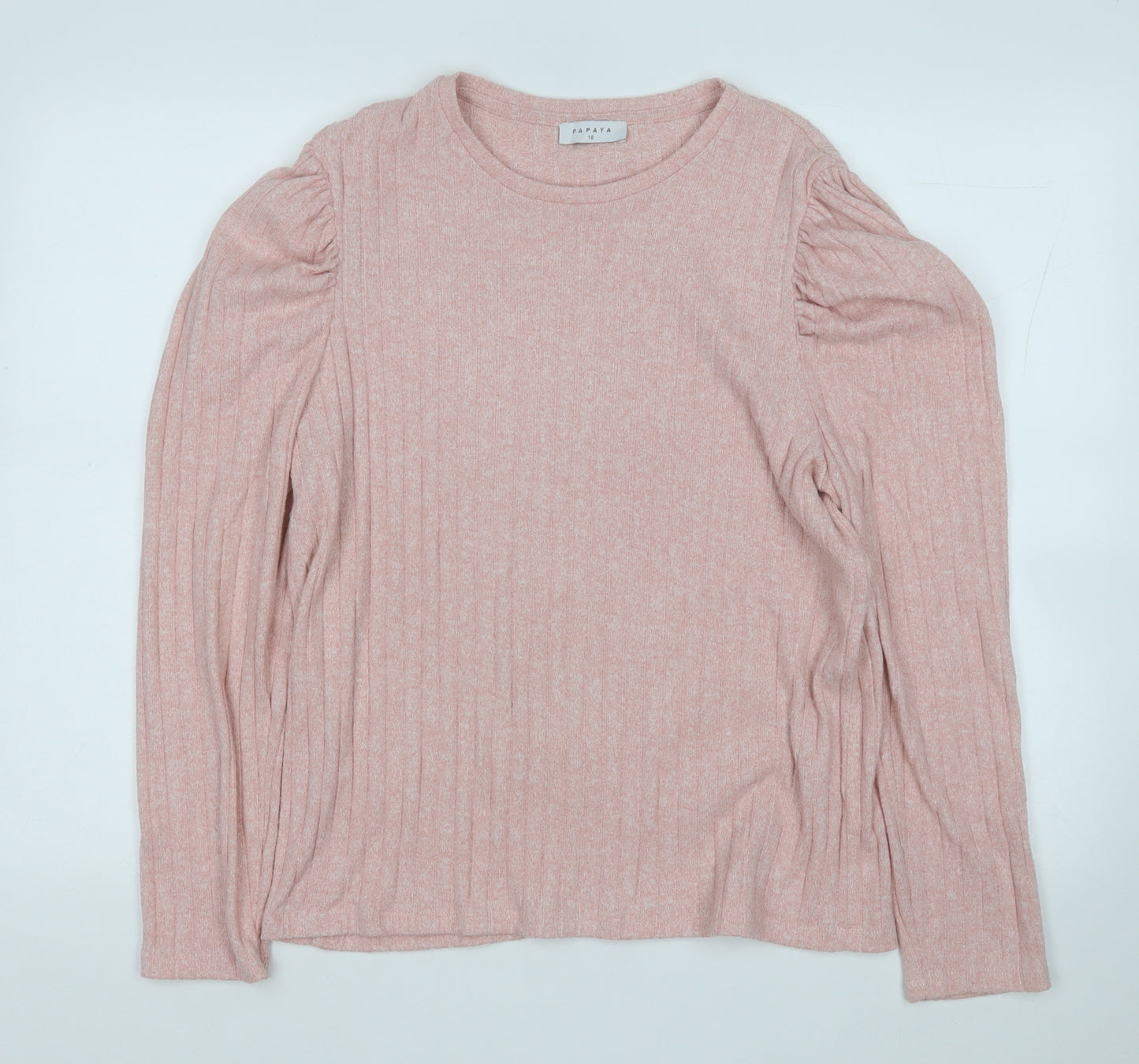 Papaya Womens Pink Round Neck  Polyester Pullover Jumper Size 16