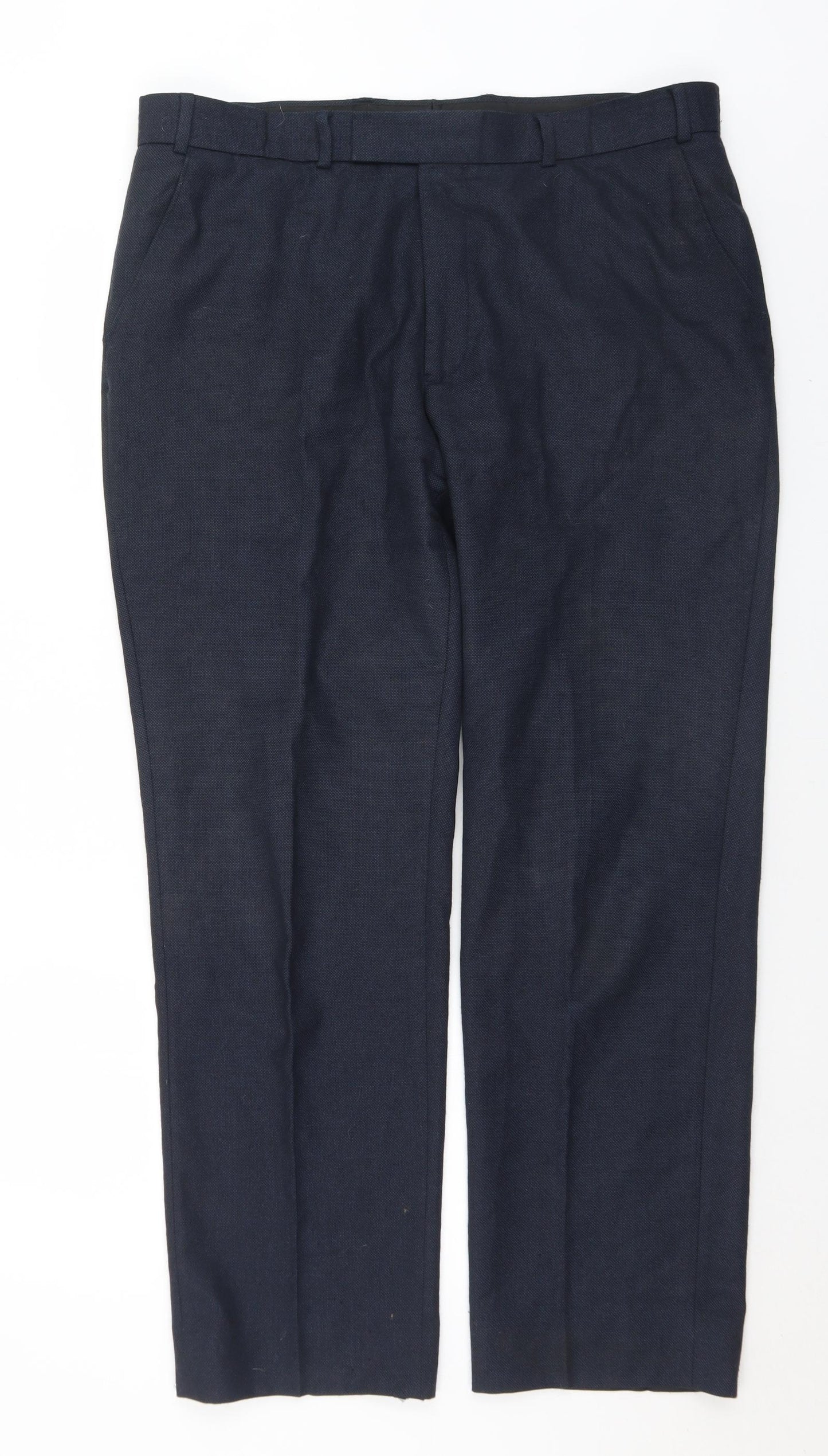 Preworn Mens Blue  Wool Trousers  Size 38 in L31 in Regular Hook & Eye