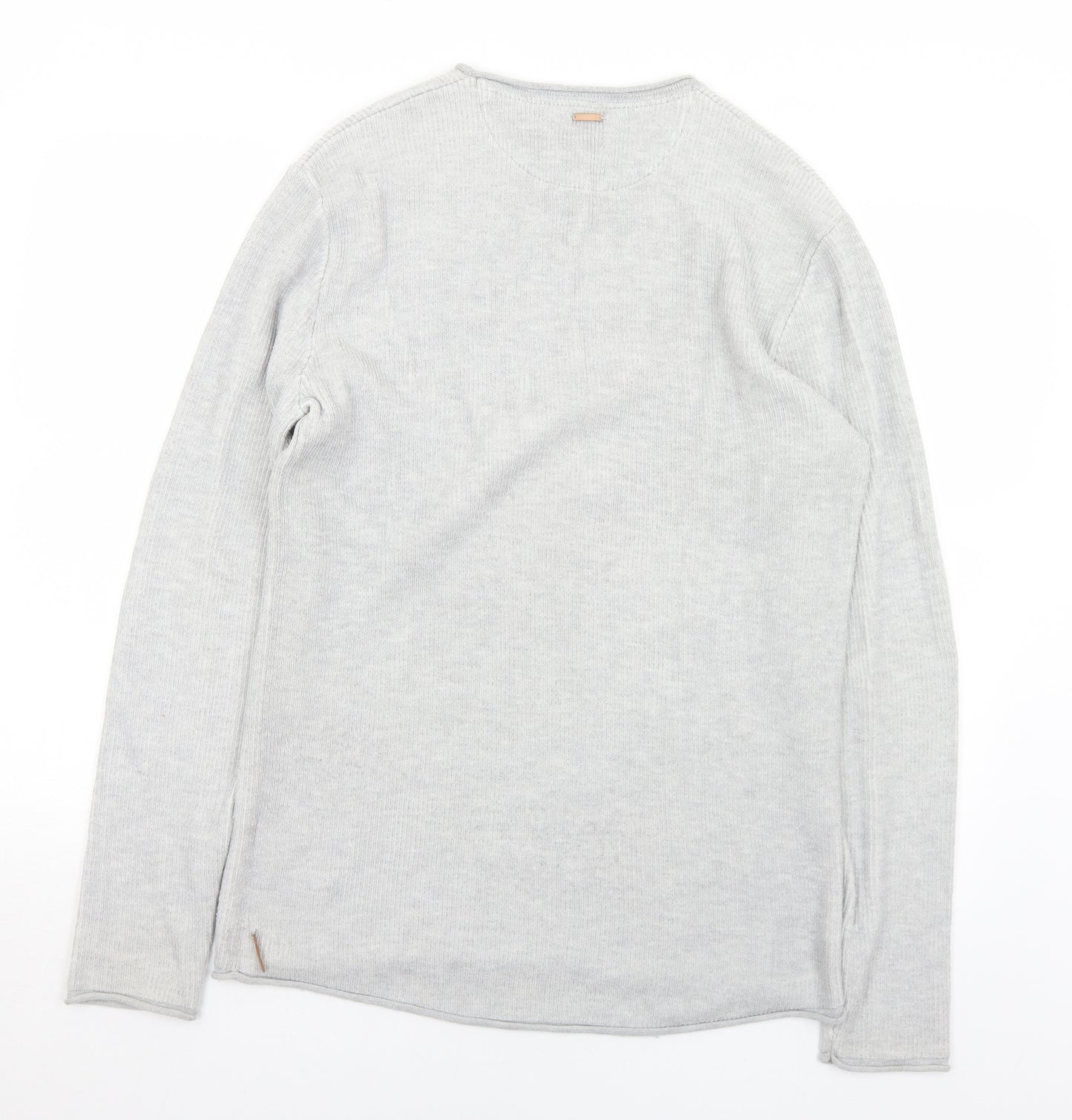 Industrie Mens Grey Round Neck  Cotton Pullover Jumper Size L