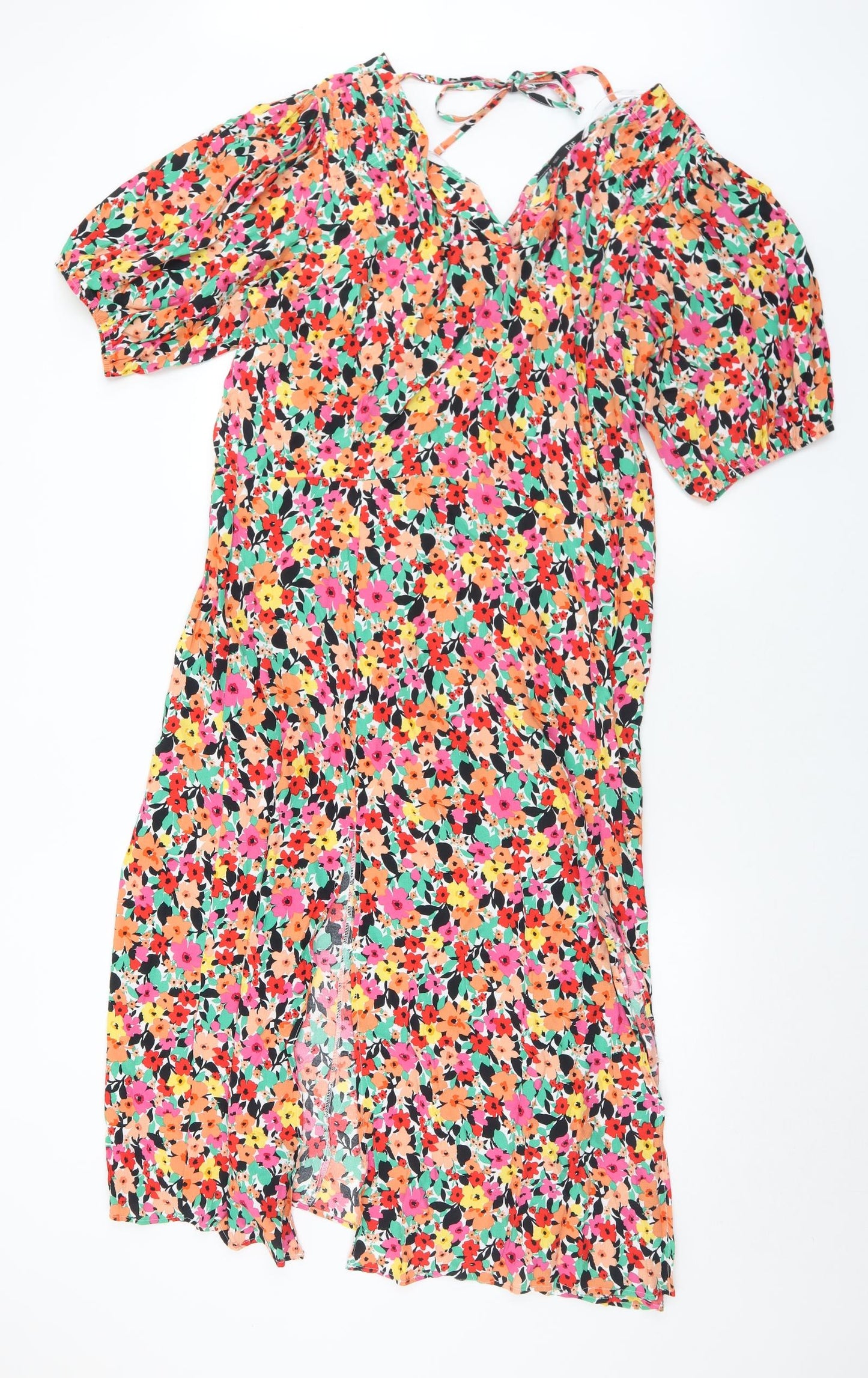 F&F Womens Multicoloured Floral Viscose A-Line  Size 20  V-Neck