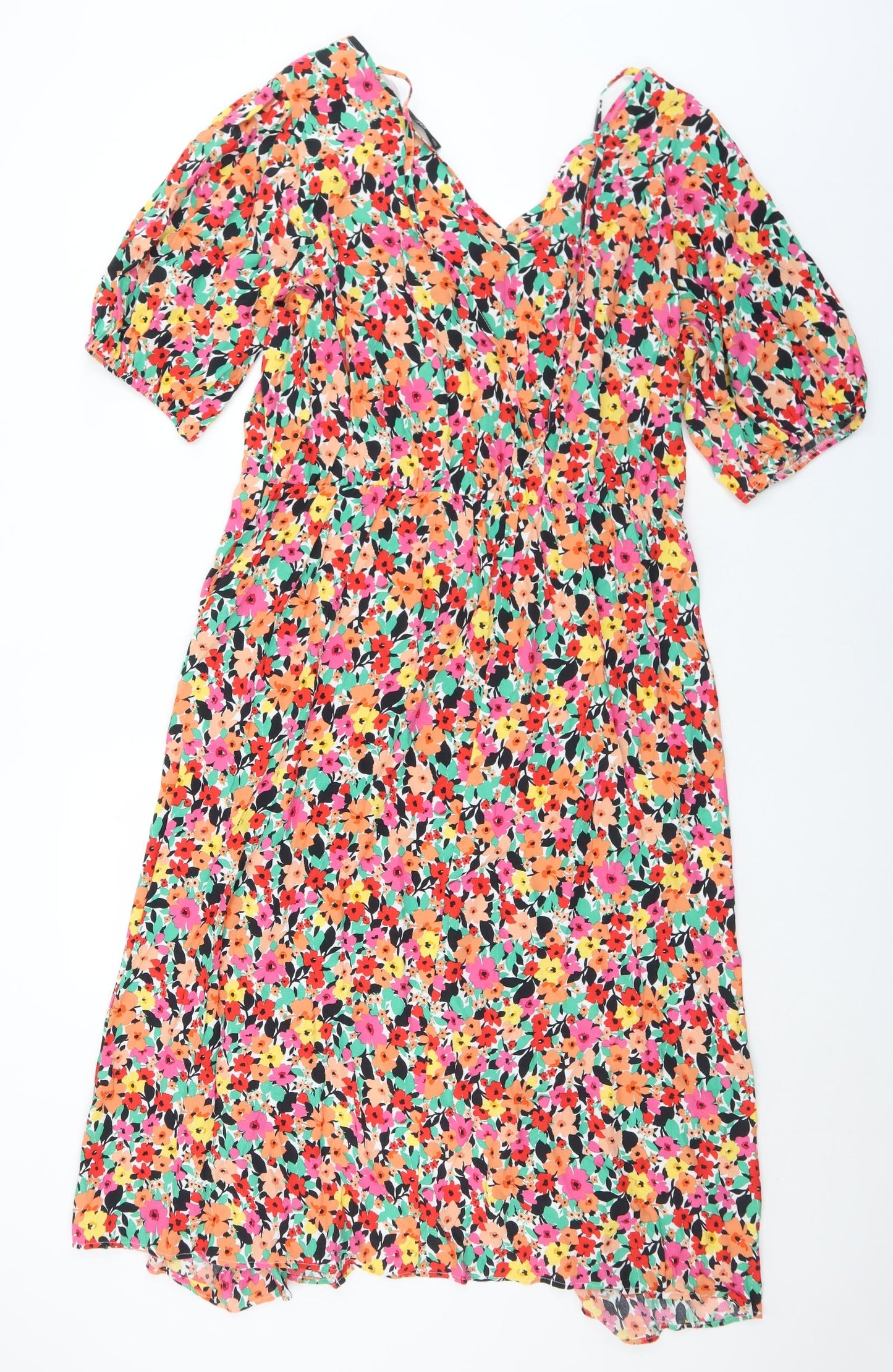 F&F Womens Multicoloured Floral Viscose A-Line  Size 20  V-Neck