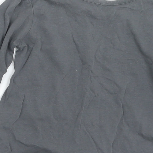 George Girls Grey  Cotton Basic T-Shirt Size 9-12 Months Round Neck  - Slogan