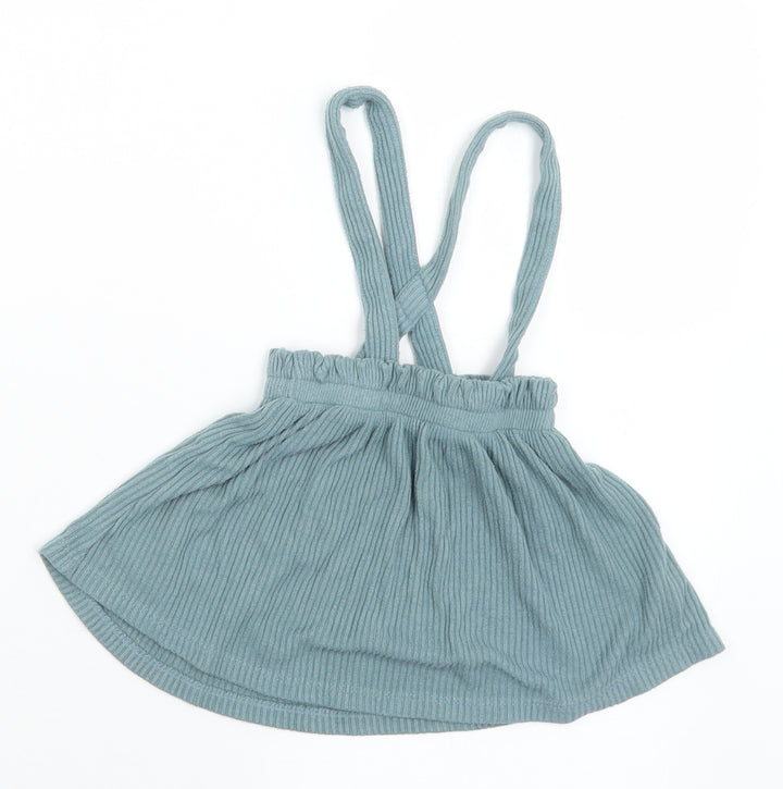 George Girls Green Viscose Pinafore/Dungaree Dress Size 9-12 Months Square Neck