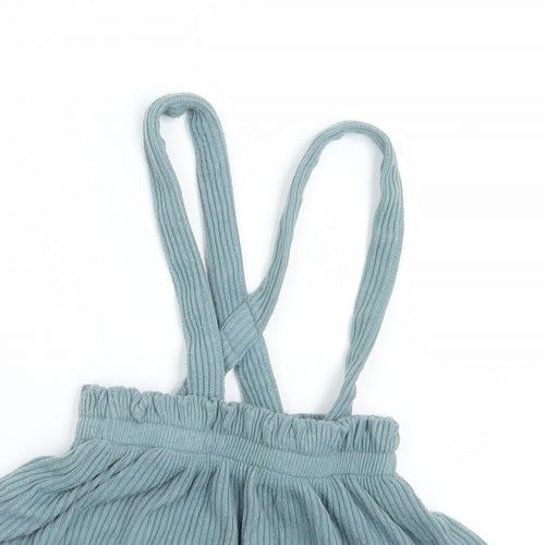 George Girls Green  Viscose Pinafore/Dungaree Dress  Size 9-12 Months  Square Neck
