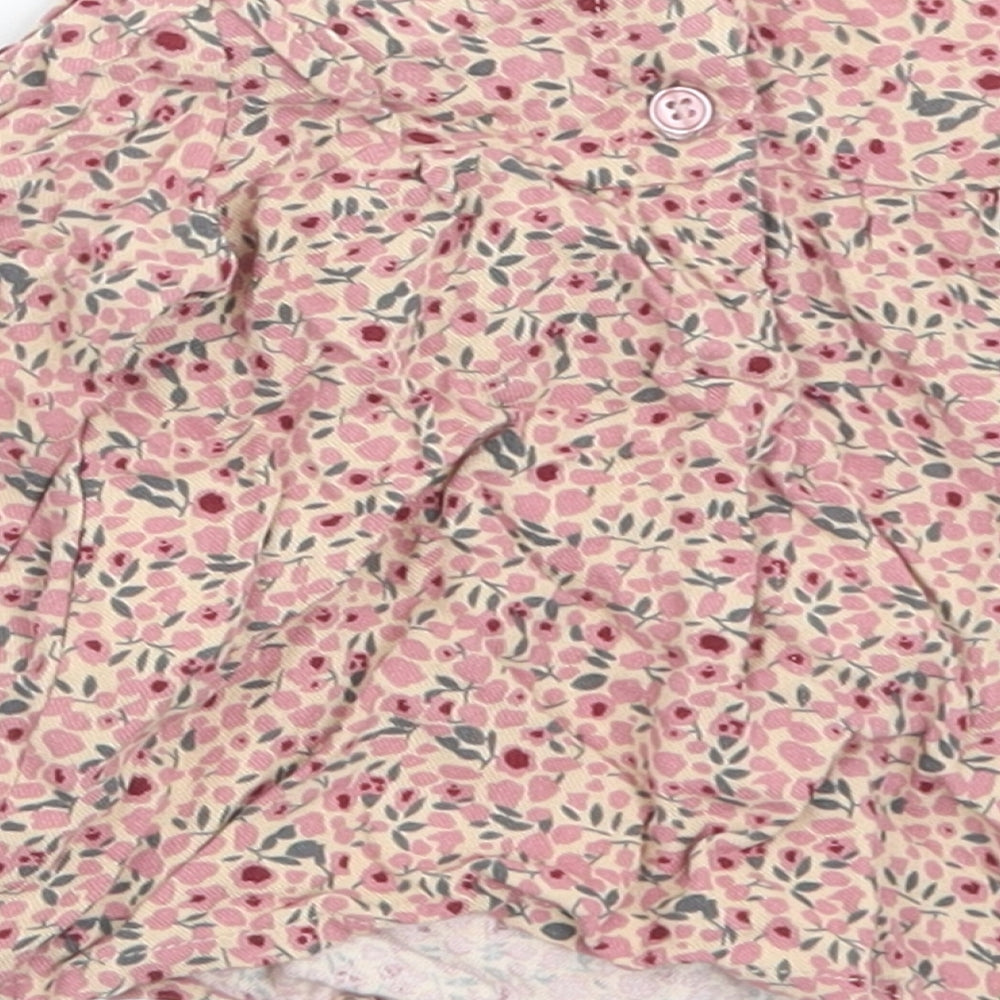 Primark Girls Multicoloured Floral Viscose Basic T-Shirt Size 6-9 Months Round Neck Button