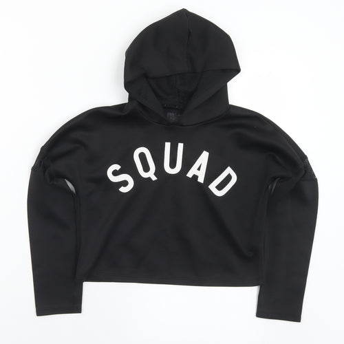 YD Girls Black  Polyester Pullover Hoodie Size 9-10 Years   - Squad