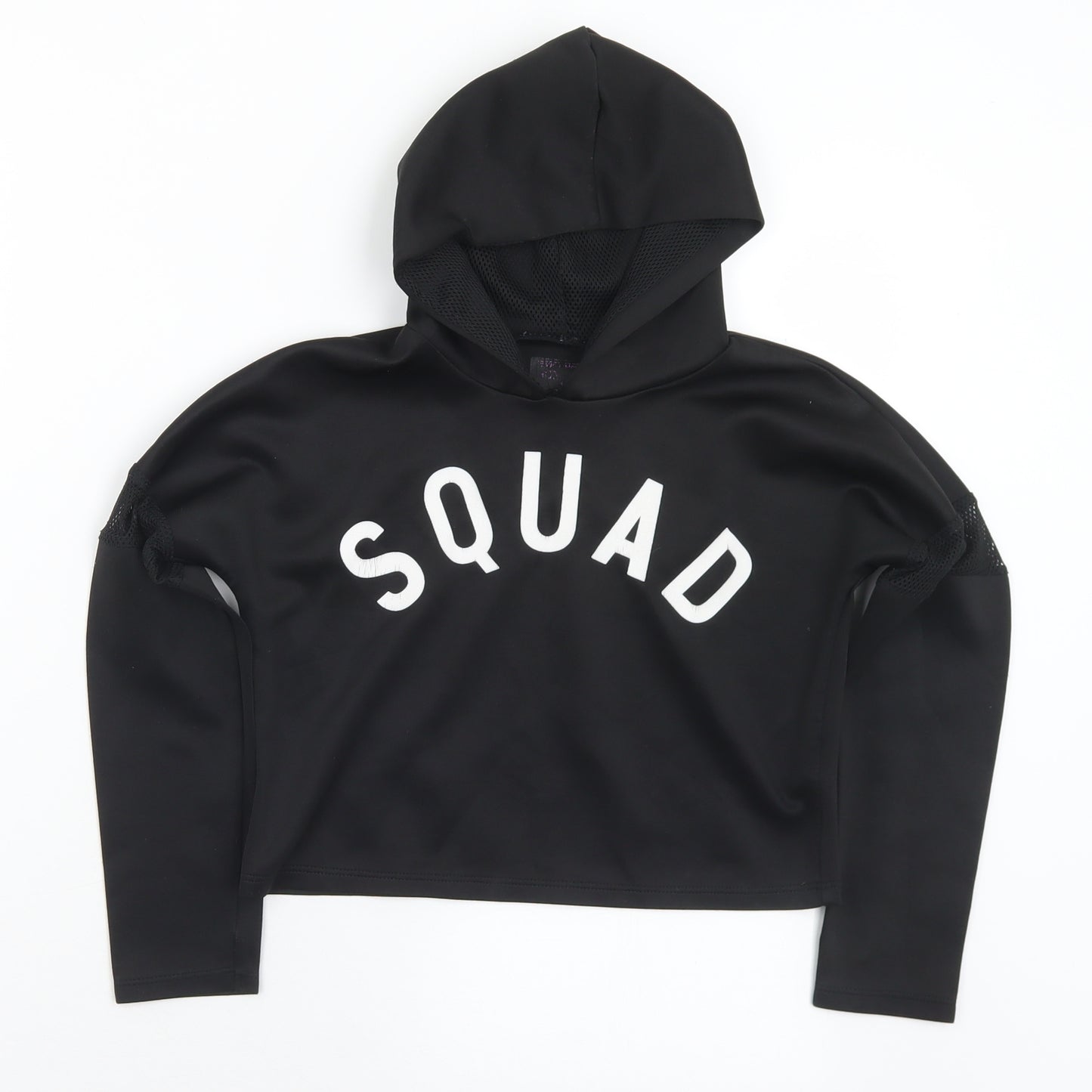 YD Girls Black  Polyester Pullover Hoodie Size 9-10 Years   - Squad
