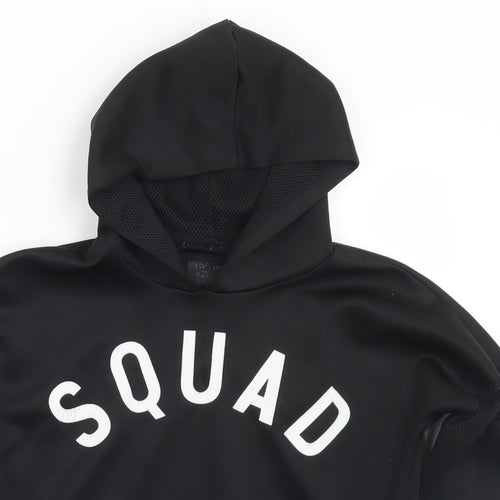 YD Girls Black  Polyester Pullover Hoodie Size 9-10 Years   - Squad