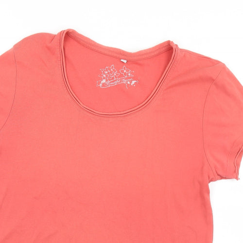 Preworn Womens Pink  Polyester Basic T-Shirt Size 18 Round Neck