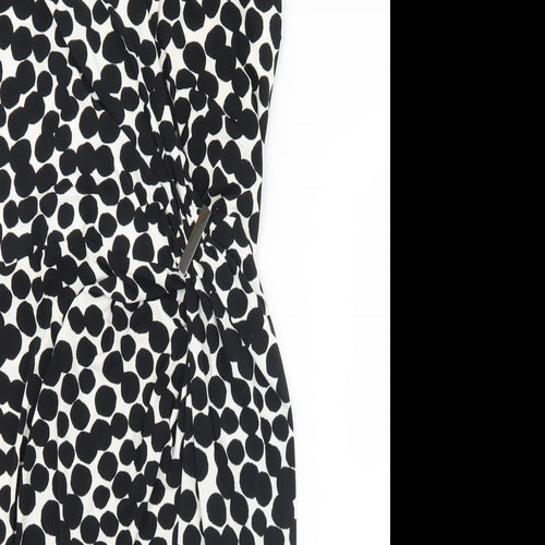 Debenhams Womens Black Geometric Polyester Shift  Size 8  V-Neck