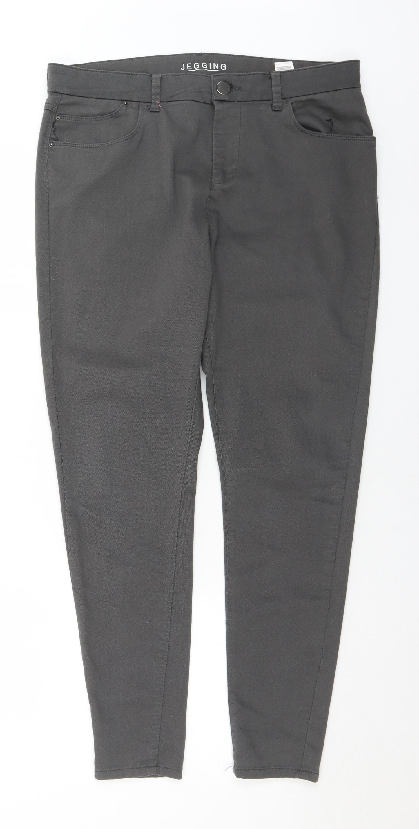 Marks and Spencer Womens Grey  Cotton Skinny Jeans Size 16 L29 in Regular Button