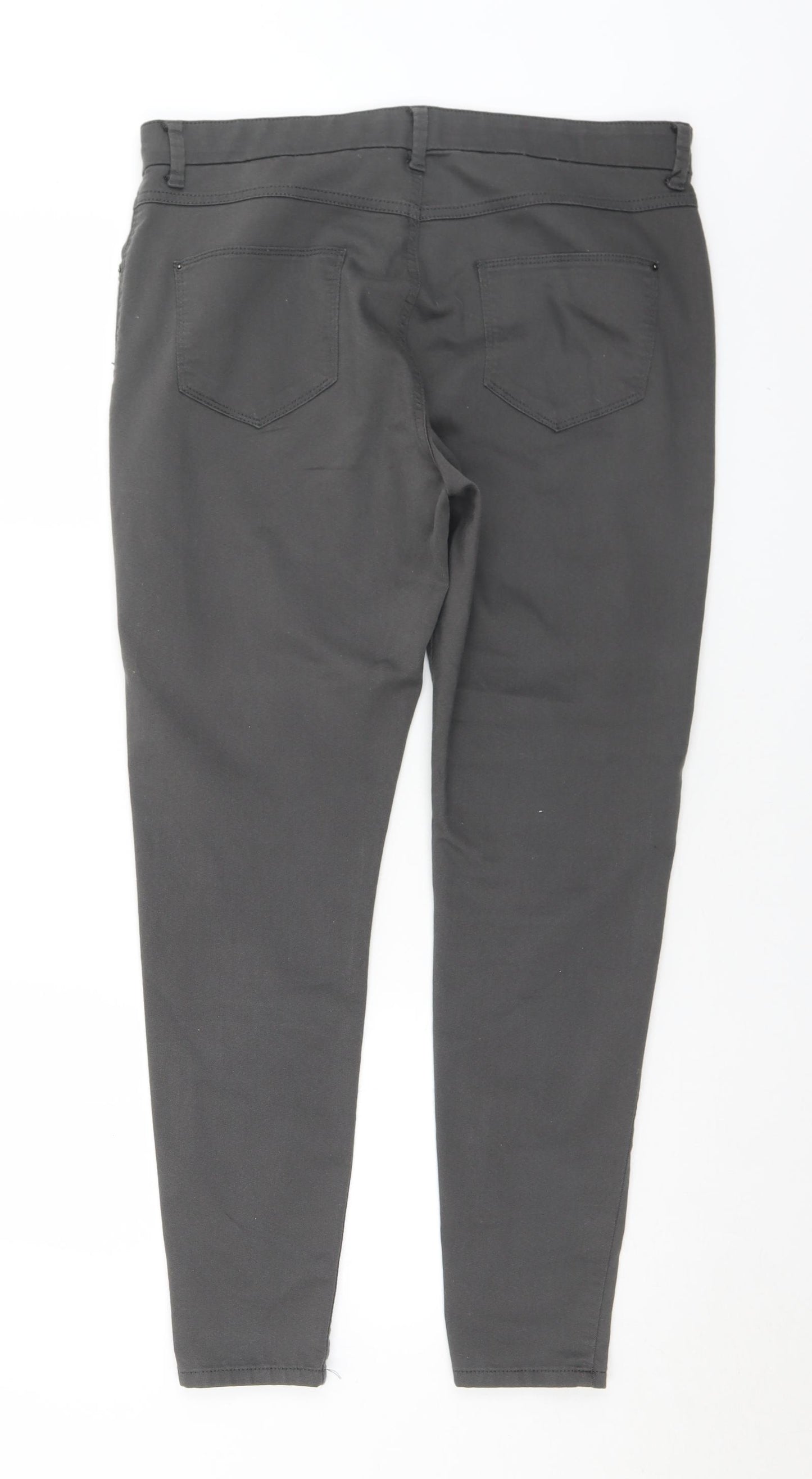 Marks and Spencer Womens Grey  Cotton Skinny Jeans Size 16 L29 in Regular Button